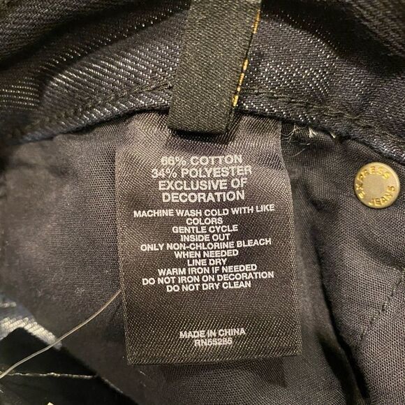 Express Women 4 Blue Stella Boot Leg Jeans Sequin Low Rise Denim Dark shimmery - Picture 14 of 16